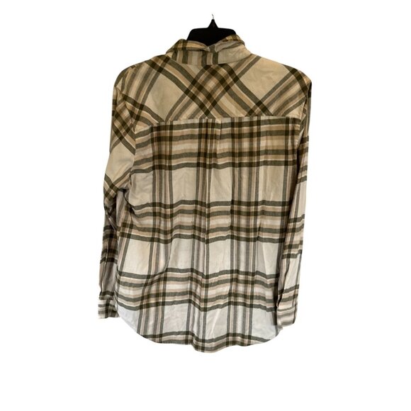 Weatherproof Vintage Green Beige Plaid Button Up Shirt Comfort Stretch M - Picture 3 of 8